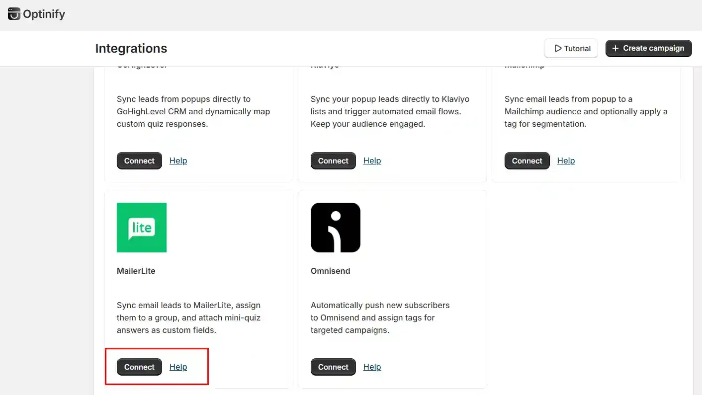 Find mailerlite